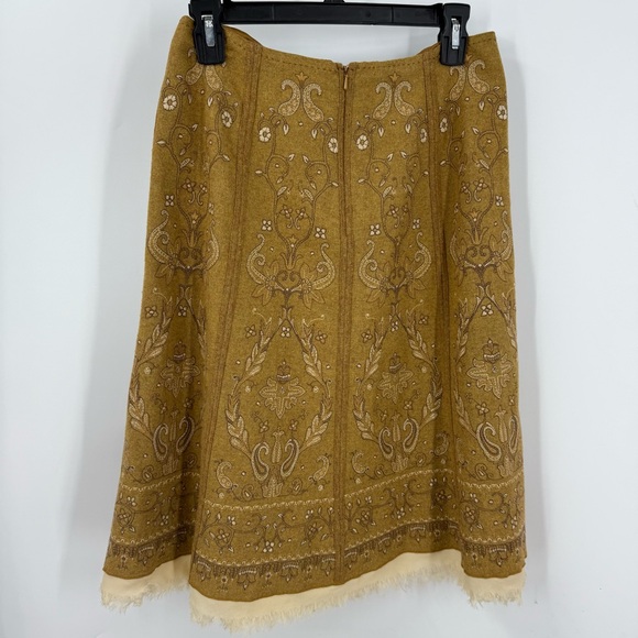 Talbots vintage wool blend Paisley floral embroidered  Tan Embroidered skirt 6 - Picture 7 of 9